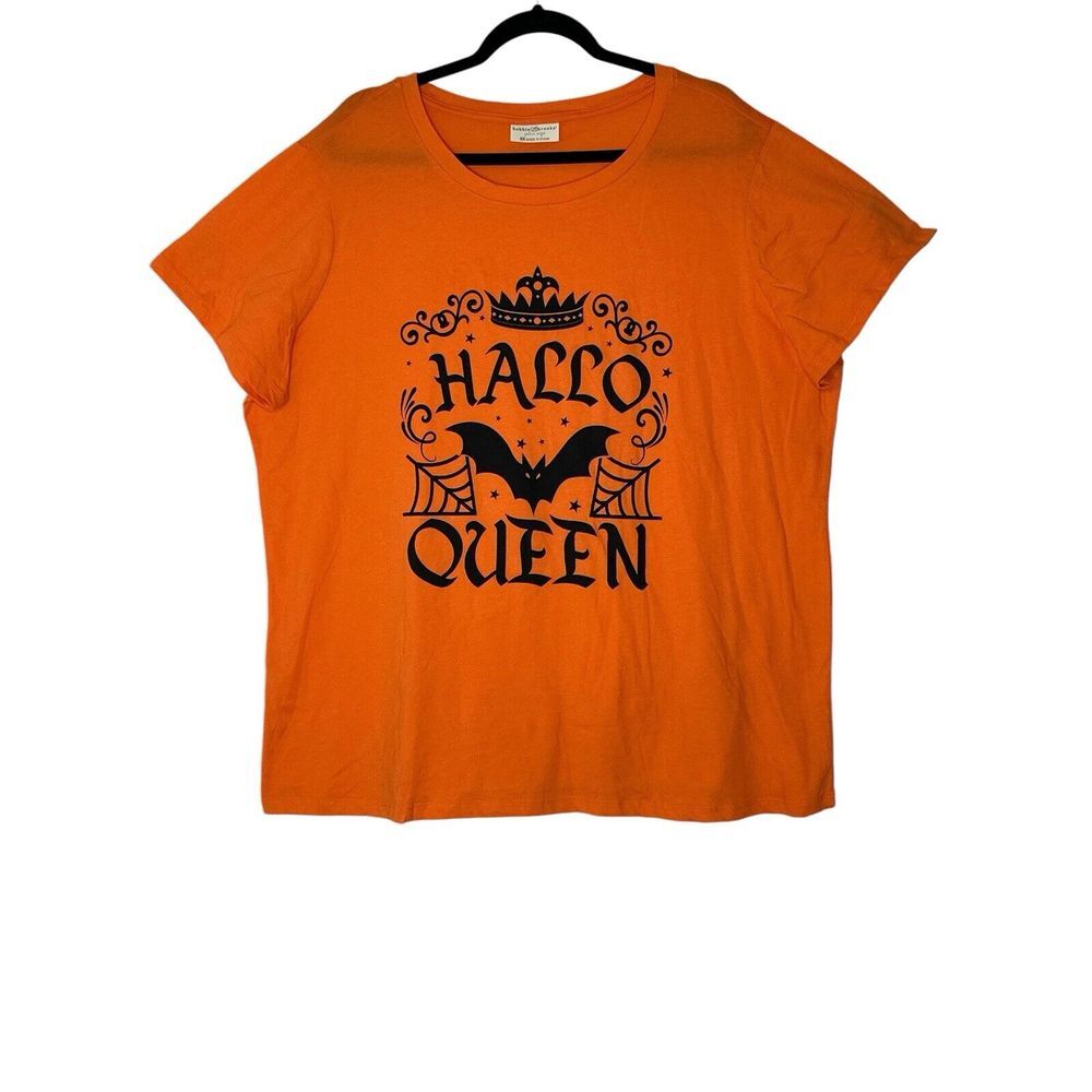 Bobbie‎ Brooks Halloween Print Knit Tee Women's Plus Size 2X Short Sleeve Orange